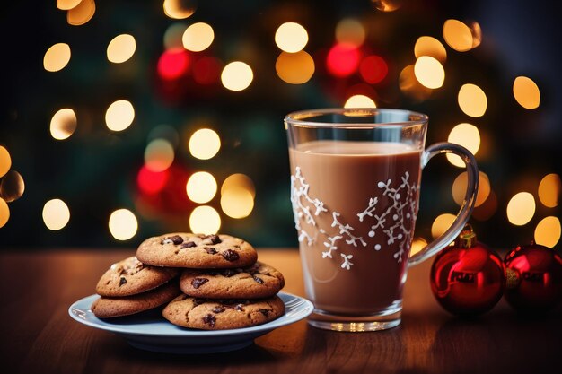 Galletas navideñas y cacao AI Generativo