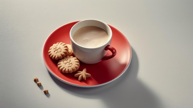 Galletas navideñas y una taza de chocolate caliente generadas por IA