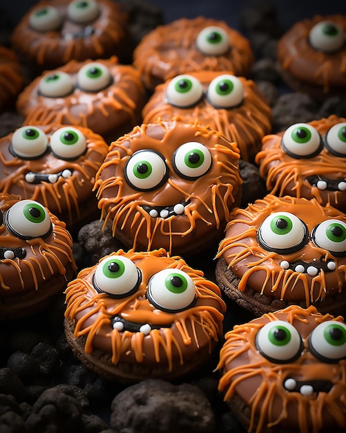 Las galletas de los ojos de monstruo de Halloween