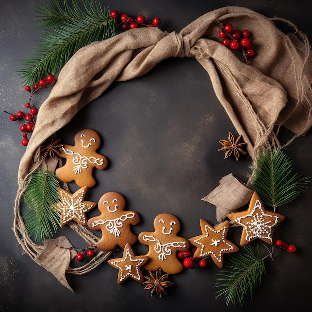 Las galletas de pan de jengibre caseras de Navidad Copia el espacio