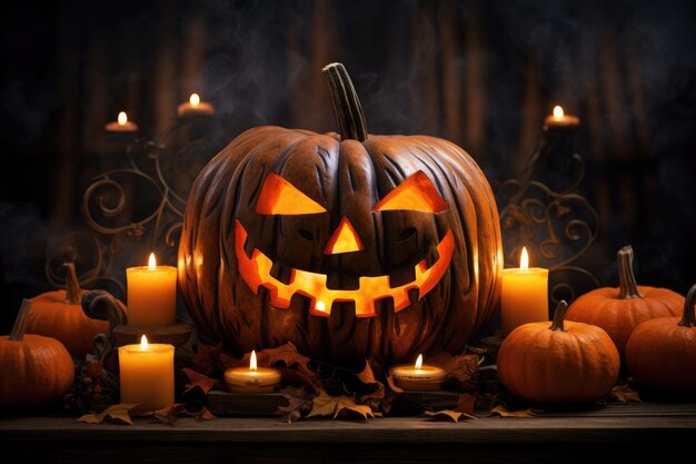 Galletas de pan de jengibre confitadas en una mesa de madera blanca para Halloween