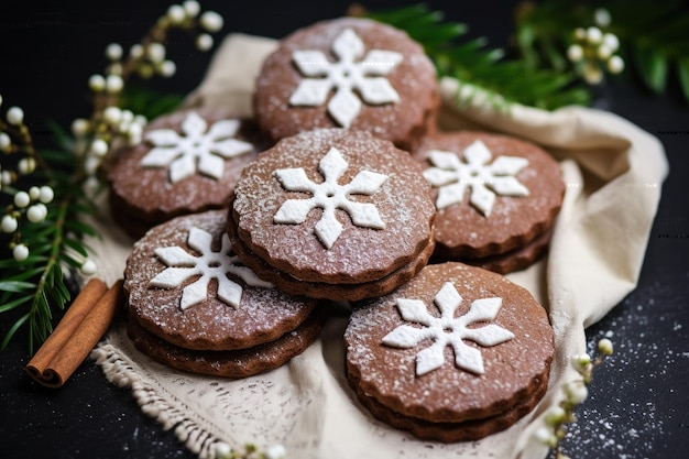 Las galletas de pan de jengibre de Navidad adornadas con helado dulce