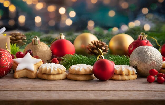 galletas de pan de jengibre de Navidad y decoraciones