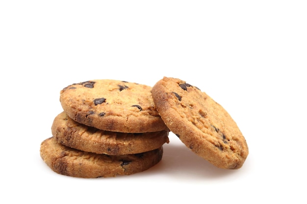 Galletas de pastelería apiladas aisladas sobre fondo blanco.