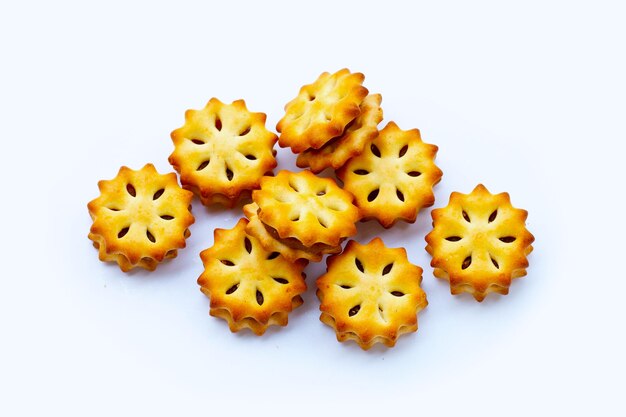 Galletas de piña aislado sobre fondo blanco.