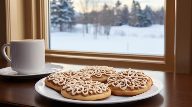 Galletas en un plato Dulzura casera Fotografía de alta definición fondo de pantalla creativo.