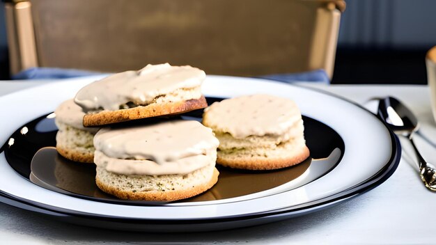 Galletas y salsa en un plato