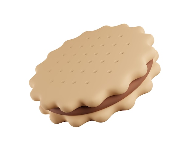 Galletas sándwich con chocolate lleno Ilustración 3D para el diseño del paquete de galletas Rendering 3D