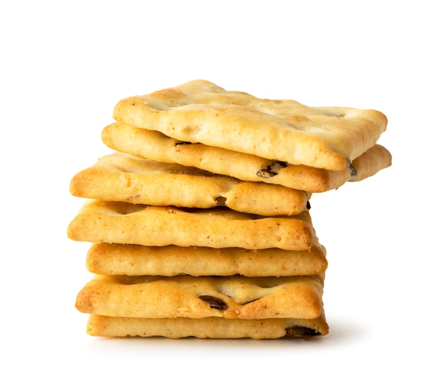 Galletas con semillas sobre un fondo blanco.