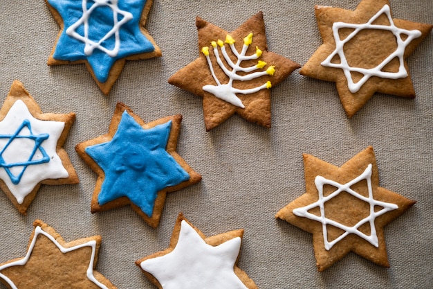 Galletas tradicionales de Hanukkah de vista superior