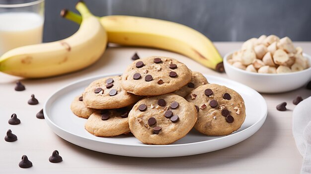 Galletas con trozos de chocolate de plátano