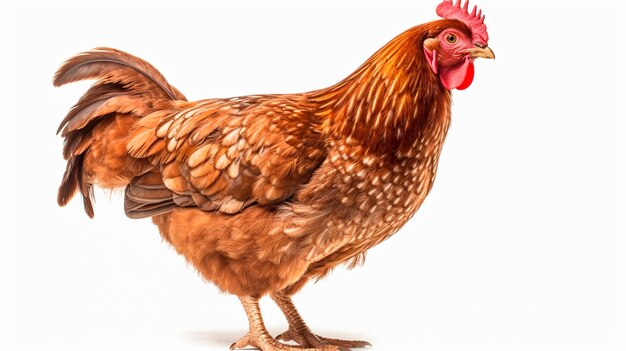 Gallina aislada sobre fondo blanco IA generativa