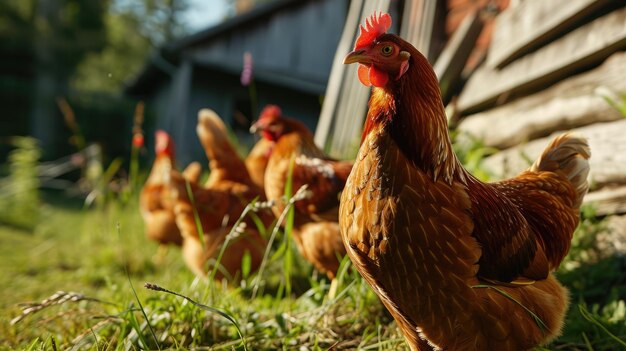 La gallina en la granja de pollos