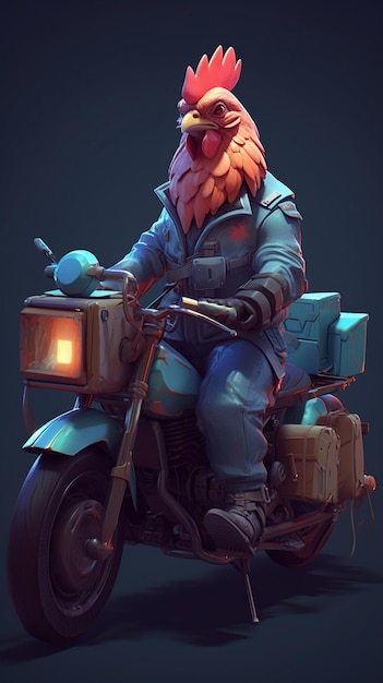 Una gallina en moto