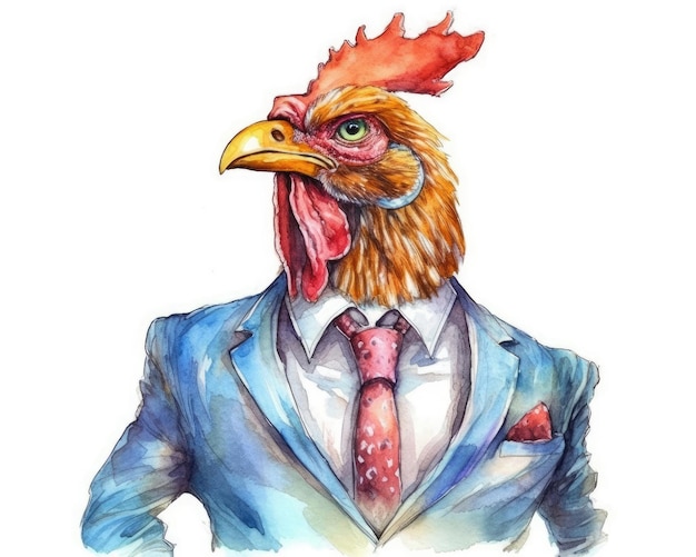 Una gallina con traje representa un concepto de negocio más humano IA generativa