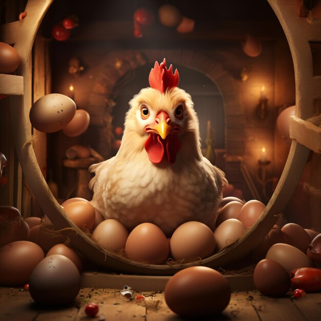 Foto gallinas con huevos los huevos eclosionan