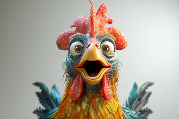 Foto el gallo está aislado en un fondo blanco ilustración 3d