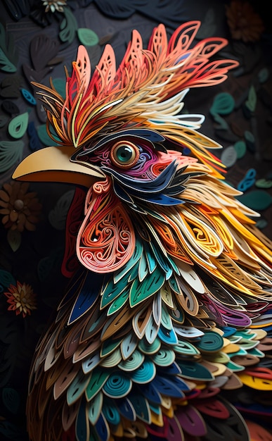 Gallo en colores brillantes