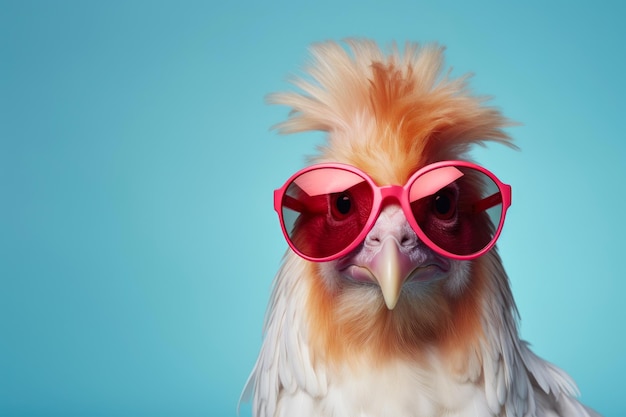 Un gallo descarado con gafas de sol