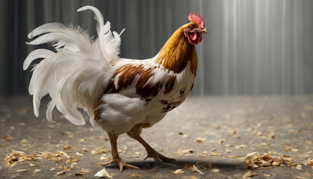 El gallo elegante se pavonea con confianza