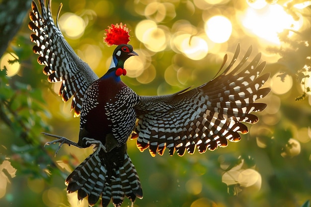 Un gallo en exhibición durante la temporada de apareamiento