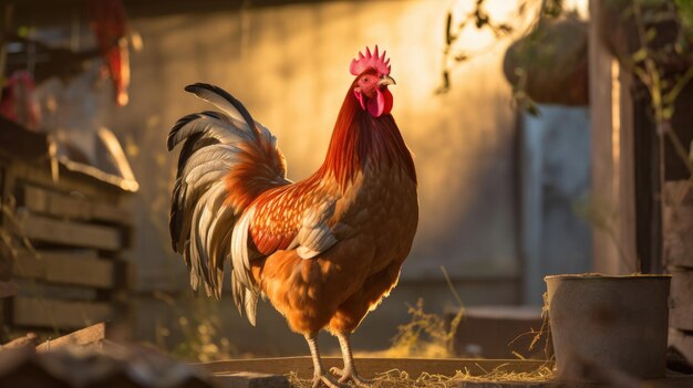 Gallo en la granja IA generativa