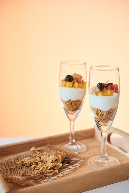 Galsses con postre bajo en calorías