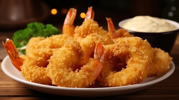 Gambas doradas y crujientes en un plato