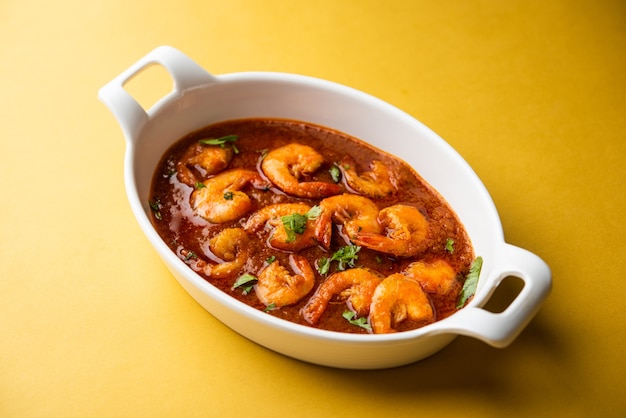 Gambas de Goa o camarones al curry o zinga masala también conocido como KolambiÃ'Â kalwanÃ'Â o Tikhle