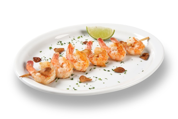 gambas de pan frito en blanco.