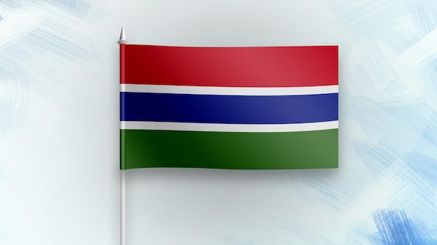 Gambia 3D-Renderflagge auf blauem Texturhintergrund