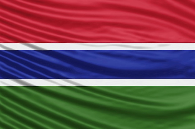 Gambia Flag Wave Close Up, Hintergrund der Nationalflagge