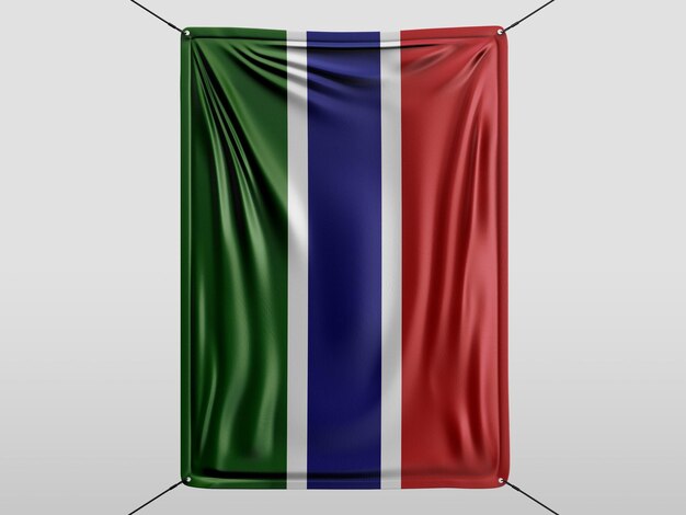 Gambia mit 3D-Render-Flagge, isolierter und weißer Hintergrund