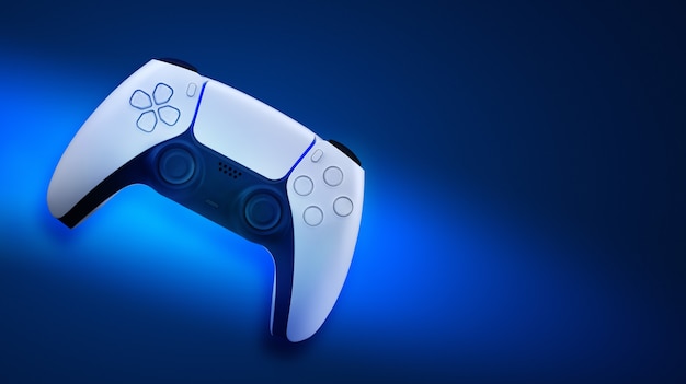 Gamecontroller der neuen Generation auf blauem Hintergrund.