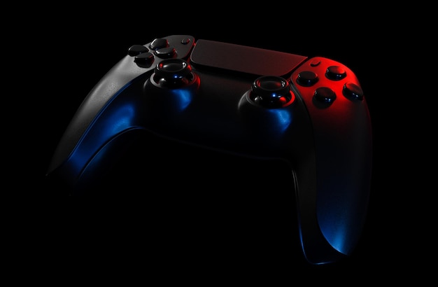 Gamepad do controlador sem fio isolado na ilustração de renderização 3d de fundo preto