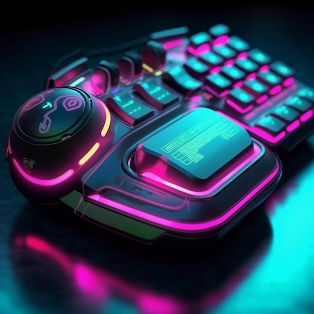 Un gamepad de estilo cyberpunk futurista