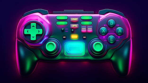 Un gamepad de estilo cyberpunk futurista