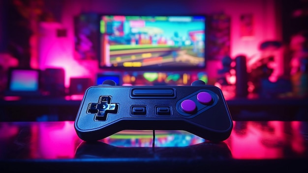 El gamepad de la ola retro es de estilo cyberpunk