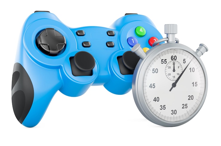 Foto gamepad con renderizado 3d de cronómetro