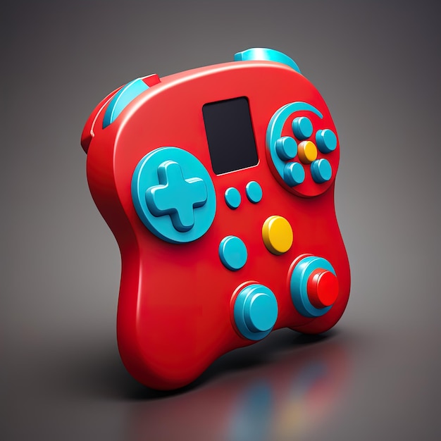 Foto gamepad vermelho e azul em um fundo preto 3d ilustração controlador de jogo 3d render isolado