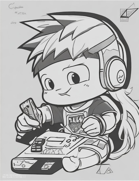 Gamer niedliche Cartoon-Design-Illustration