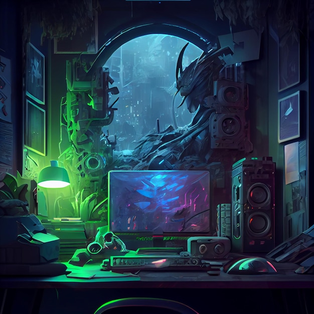 Gaming-Desktop-PC-Computer-Setup-Gamer-Illustration