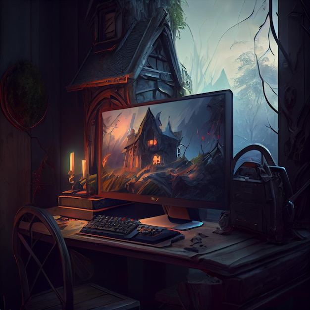 Gaming-Desktop-PC-Computer-Setup-Gamer-Illustration