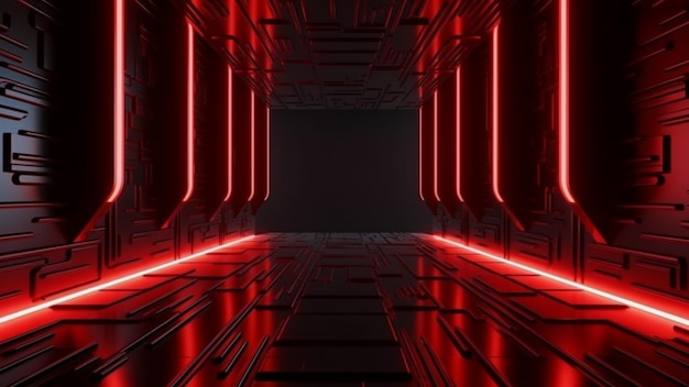 Gaming-Hintergrund mit Neonlichtspielen im roten Raum