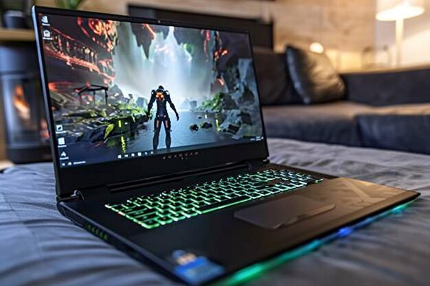Foto gaming-laptop mit dünnem und leichtem design