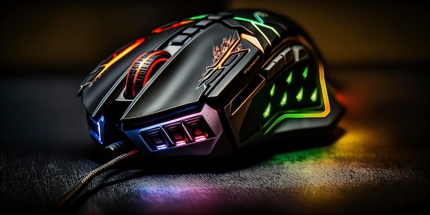 Gaming-Maus mit RGB-LED-Licht, kreative KI