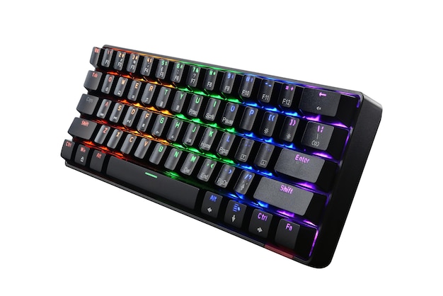 Gaming-Tastatur mit Hintergrundbeleuchtung isoliert auf weißem Hintergrund