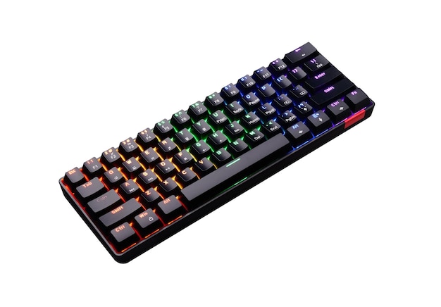 Gaming-Tastatur mit Hintergrundbeleuchtung isoliert auf weißem Hintergrund