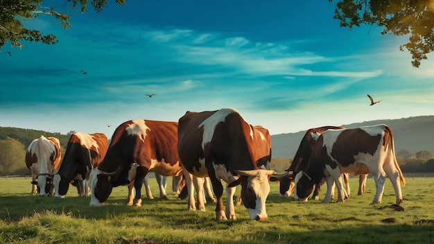 El ganado de Nelore en el pasto con el cielo azul