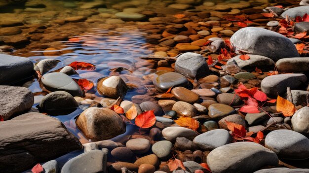 Ganador del Premio de Fotografía Rojo y Ámbar Hojas en el Agua